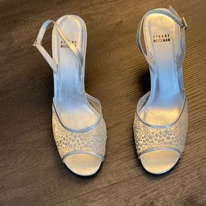 Stuart Weitzman silver evening sandals. Size 10